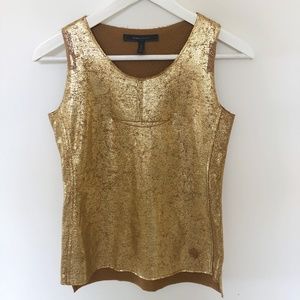 BCBG MAXAZRIA, XXS Metallic, Gold, Sleeveless Top